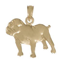 14k Gold Animal Necklace Charm Pendant, Bulldog K9 Dog Charm Jewelry