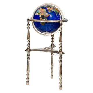 Lapis 13 in. Gemstone Floor Globe with Straight Leg Stand   Globes
