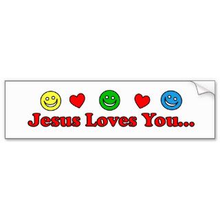 Jesus Loves You   Smiley Heart Bumper Sticker