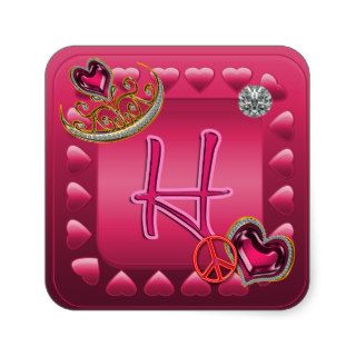 Diamond Tiara Pink Monogram H Square Sticker