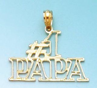 Gold Charm #1 Papa Cut out Block Letters Million Charms Jewelry