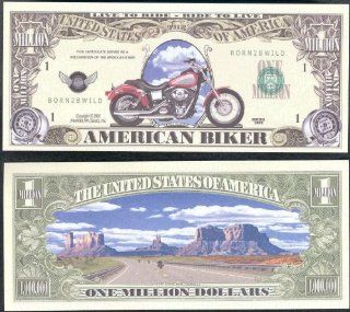 Harley Davidson Biker $Million Dollar$ Novelty Bill Collectible w/ Bill Protector  Gag And Practical Joke Toys  