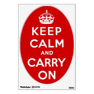 Oval Keep Calm and Carry On Red Wall Decal