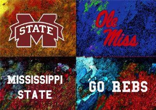 Ole Miss Painting   House Divided   Ole Miss Miss State   10 x 14 Canvas Sports & Outdoors