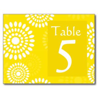 Summertime yellow flower Table Number Postcard