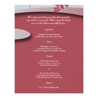 Honeysuckle Pink Garden Wedding Menu Full Color Flyer