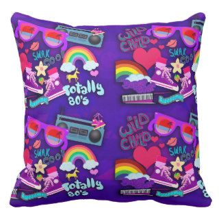 Awesome 80's Purple Collage Throw Pillows