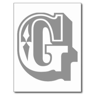 "G" is for Gangsta   Alphabet Letter Tee Post Cards