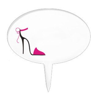 Pink and Black High Heel Shoe Strappy Cake Topper