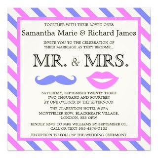 Mustache & Lips (Mr & Mrs) Wedding Invitations