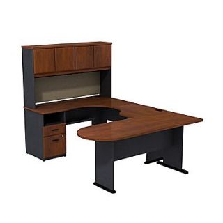 Bush Cubix U Desk w/ Expandable Corner Desk, Bridge & Peninsula Desk   Hansen Cherry/Galaxy  Make More Happen at