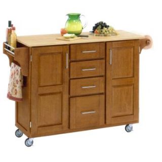 Deluxe Wood Top Kitchen Island with Cottage Oak Finish   Kitchen Islands and Carts