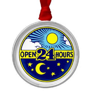 Open 24 Hours Sun and Moon Ornaments