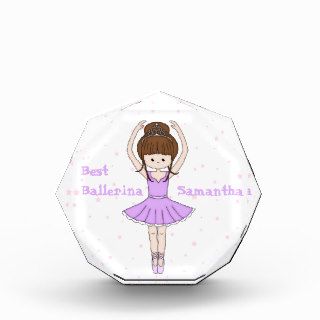 Pretty Little Cartoon Ballerina Girl in Purple Acrylic Award