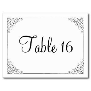 White Swirls Wedding Reception Table Numbers Postcards