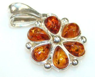 Amber Women's Silver Pendant 3.00g (color golden, dim. 1 1/8, 3/4, 1/8 inch). Amber Crafted in 925 Sterling Silver only ONE pendant available   pendant entirely handmade by the most gifted artisans   one of a kind world wide item   FREE GIFT BOX Pen