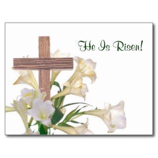 Exquisite Easter Lilies & Wooden Cross Card Postcards