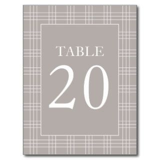 Plaid Table Numbers (Sand Gray / White) Postcard