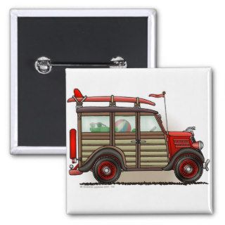 Red Woody Wagon Car Pins