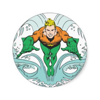 Aquaman Lunging Forward Round Sticker