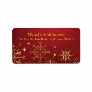 Elegant Gold Christmas Snowflakes Address Label
