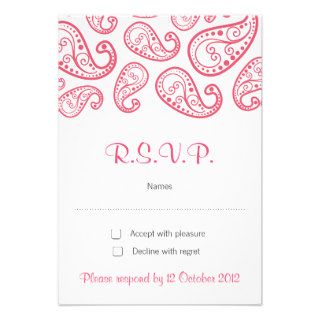 Simple Pink Paisley RSVP Personalized Announcement