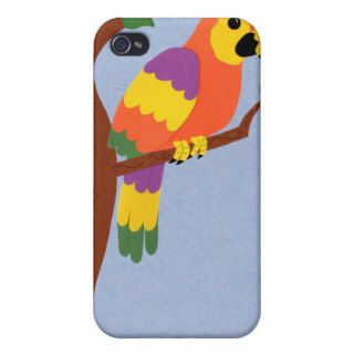 Parrot in a Tree Whimsical Cartoon Art iPhone 4/4S Case
