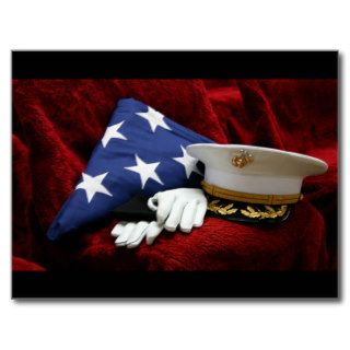 U.S. Marine Corps Official Hat, Gloves, and Flag Post Cards