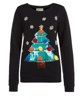 Black Sequin Christmas Tree Sweater