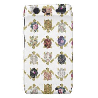 Whimsical turtles with girly floral retro pattern motorola droid RAZR covers