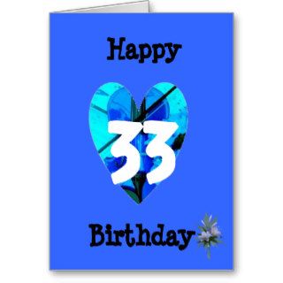 33rd Birthday Blue Violin Heart Greeting card