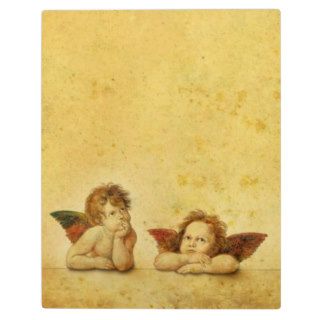 Two cute baby angels painting photo plaques