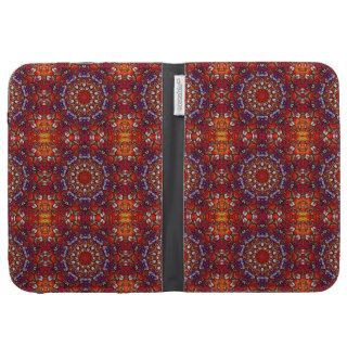 Orange and Purple Floral Abstract Tile 125 Pattern Kindle Folio Cases
