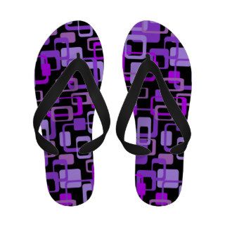 Purple Retro Squares Fun Geometric Rubber Slippers Sandals