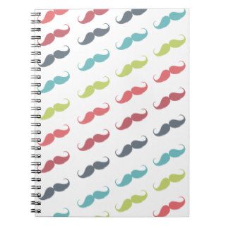 Funny Girly Pink Blue Grren Mustaches pattern Notebook