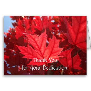 Thank You Dedication Note Cards Red Leaves