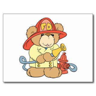 Cute Fireman Firefighter Bear Postcards