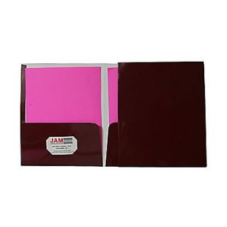 Jam 9 1/4 x 11 1/2 Two Pocket Glossy Folder, Maroon, 100/Box  Make More Happen at