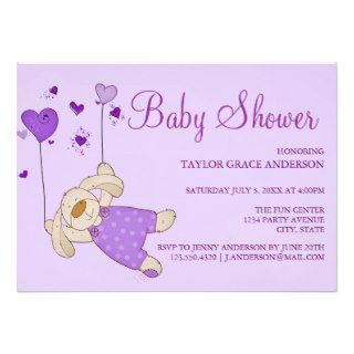 Baby Bunny Purple Design Baby Shower Invitation