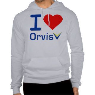 I Love OrvisV Heather Gray Hooded Sweat Shirt