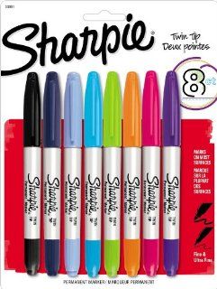 Sharpie Twin Tip Assorted 8 Pack  Permanent Markers 