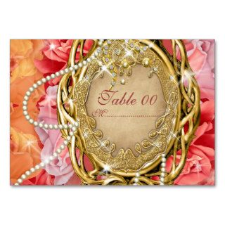Vintage rose n pearls "table number" wedding business card