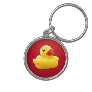 Rubber Duck against red Key Chain.