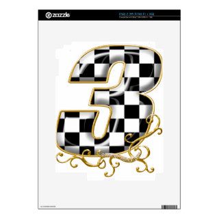 auto racing number 3 gold iPad 2 skin