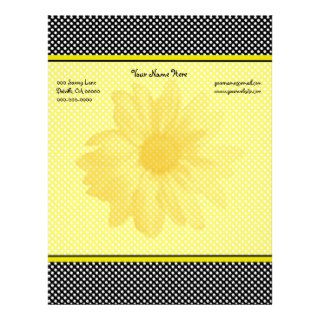 Yellow Daisy Black and White Polkadots Custom Letterhead