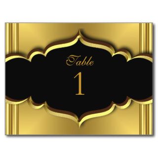 Table Number Seating Cards Royal Gold Black Post Cards