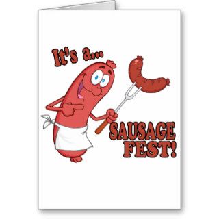 Its a Sausage Fest Funny Sausage Cooking Cartoon Cards