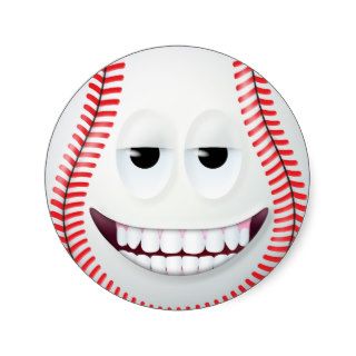 Baseball Smiley Face 2 Stickers
