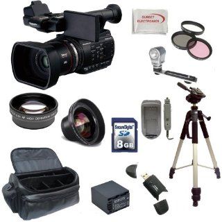 Panasonic AG AC90 AVCCAM Handheld Camcorder with SSE BUNDLE KIT Includes   .43x Wide Angle Lens, 2.2x Telephoto Lens, 3 Piece Multi Coated Filter Kit, Extended Life Battery & External Rapid Charger, 8GB SDHC Memory Card, Card Reader, LED Video Light, P