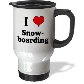 3dRose tm_173383_1 I Love Snowboarding, Heart Stainless Steel Travel Mug, 14 Ounce Kitchen & Dining